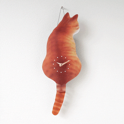 猫のしっぽをふる時計（猫時計） 藤井啓太郎 藤井 啓太郎 猫時計 茶