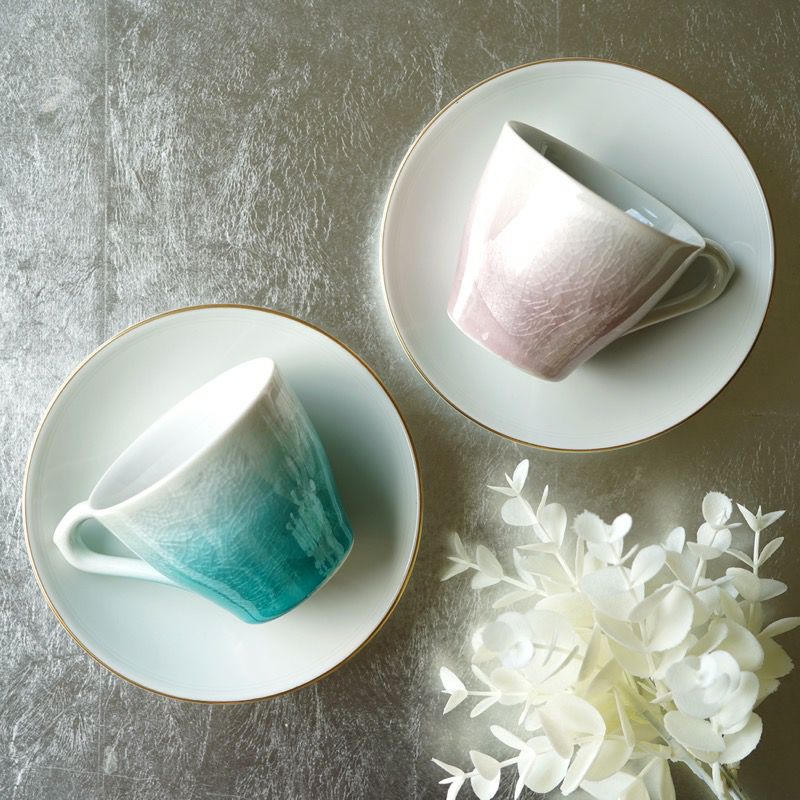 九谷焼 伝統柄 【九谷焼】ペアコーヒー・銀彩〈2組〉 |皿や鉢など和