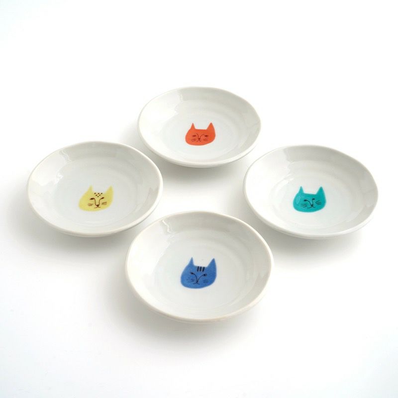 九谷焼 ハレクタニ 【ハレクタニ】ネコ豆皿 4pcsセット〈4枚〉 |皿や鉢