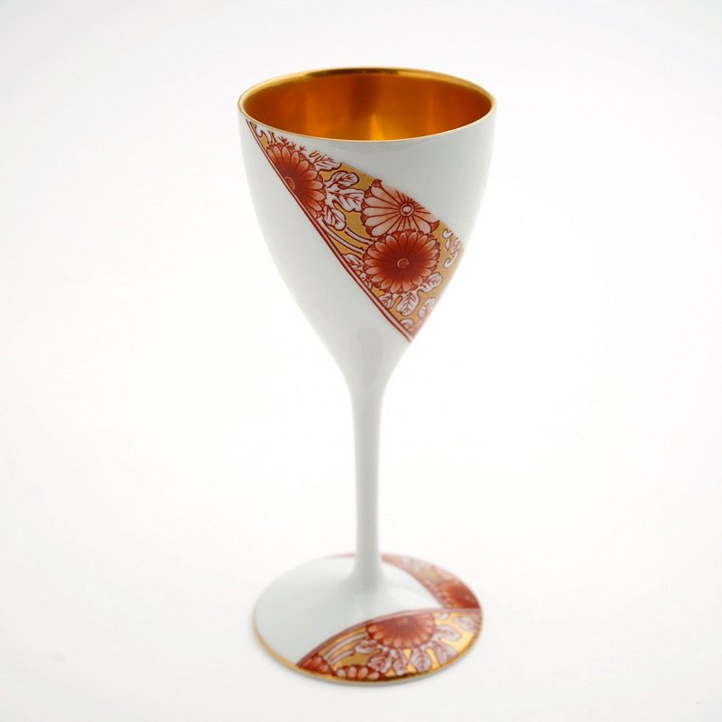 有田焼・伊万里焼（佐賀県） 【有田焼】捻り金彩菊絵内金彩 細型ステム