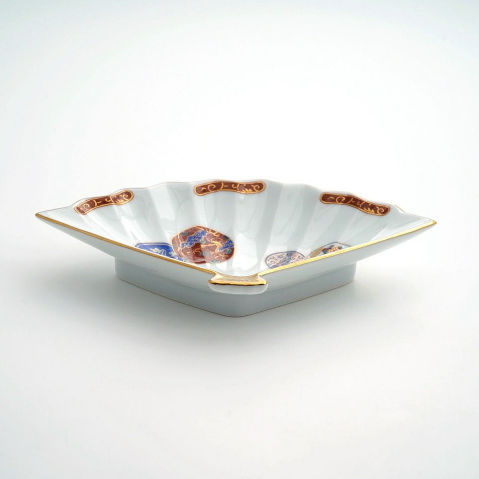 波佐見焼・三川内焼（長崎県） 【波佐見焼】赤濃鳳凰 扇形小皿〈1枚