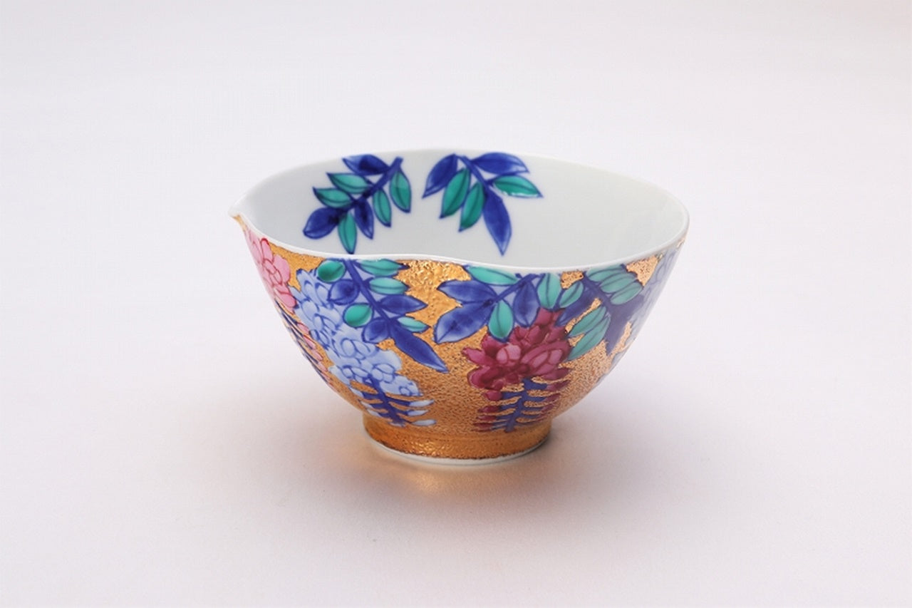 ティー用品 「茶器セット 金彩 藤 木箱付」 金龍窯 江口天童 有田焼