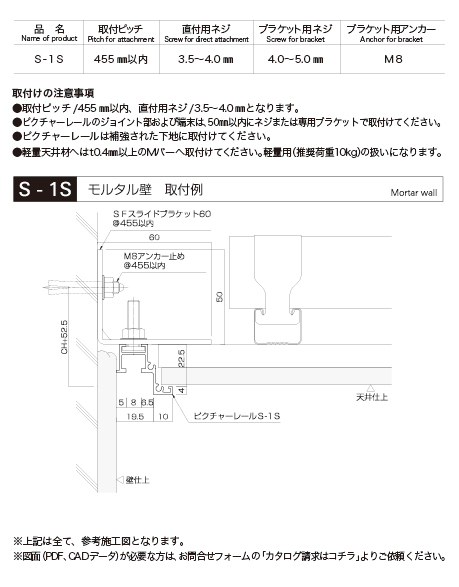 S-1S ピクチャーレール | ピクチャーレール、絵画展示は世界標準の