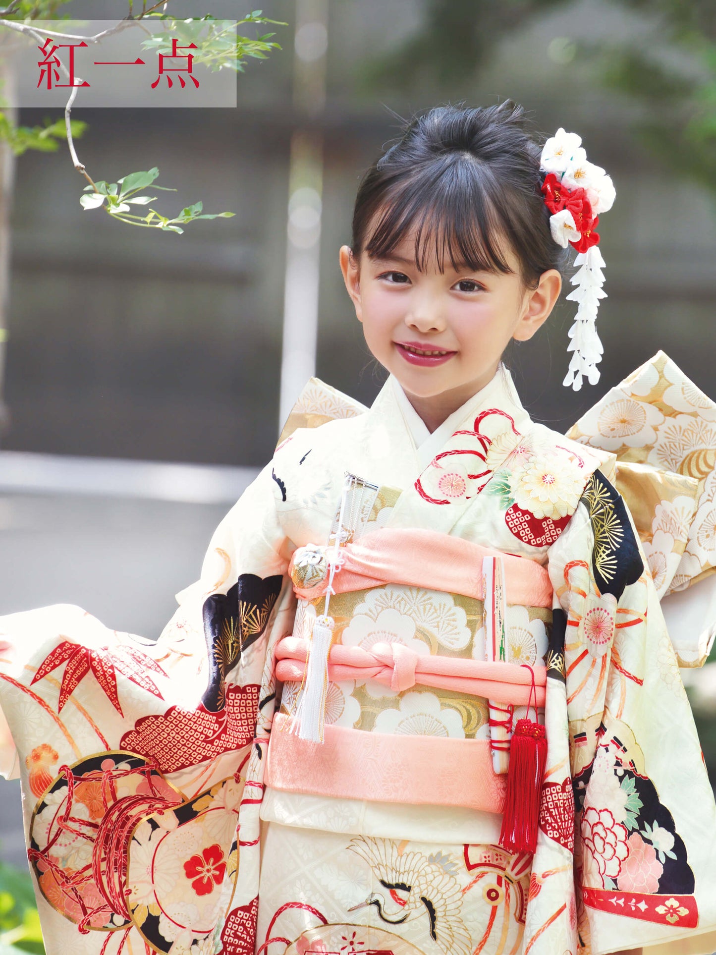 S0716 源氏車に鶴（クリーム） | 七五三着物レンタル | tententen