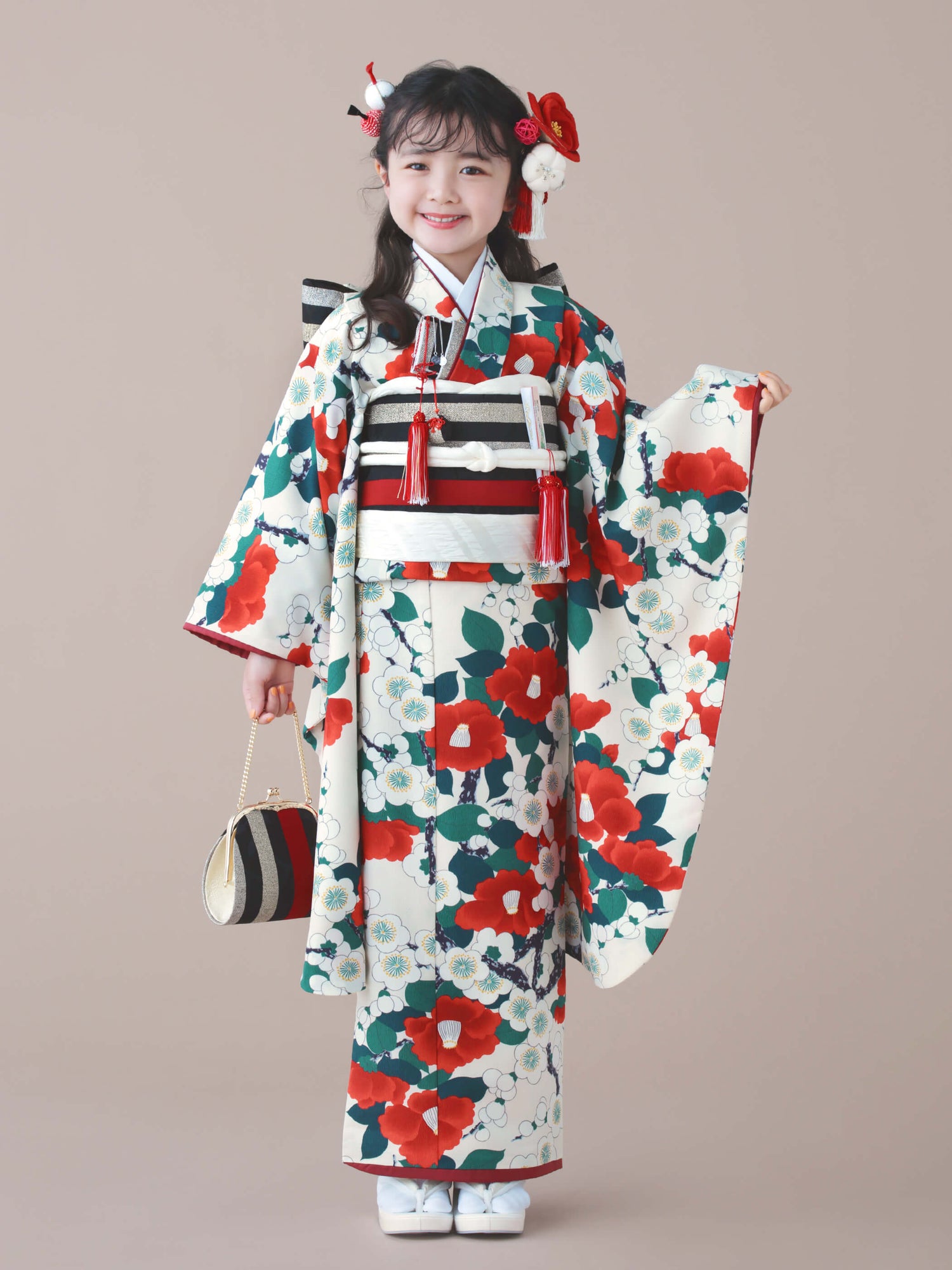 S0701 梅椿 / ベージュ | 七五三着物レンタル | tententen – tententen