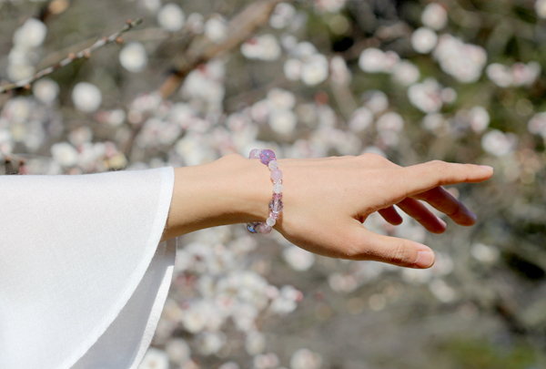 雪消」高品質ラベンダーアメジストエレスチャルブレスレット [ 天然石