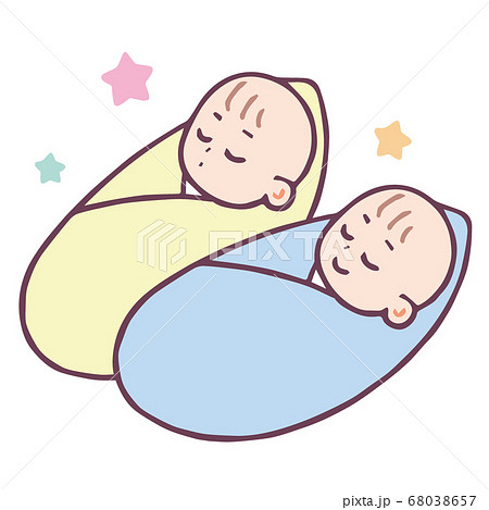 赤ちゃん おくるみ 2人のイラスト素材 [68038657] - PIXTA