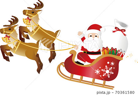 クリスマス ソリにのったサンタクロース イラスト素材のイラスト素材