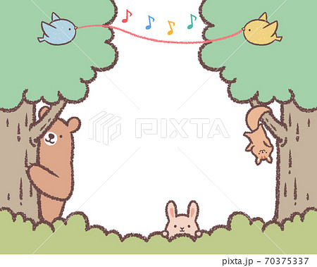 木と草と動物と小鳥のフレーム2のイラスト素材 [70375337] - PIXTA