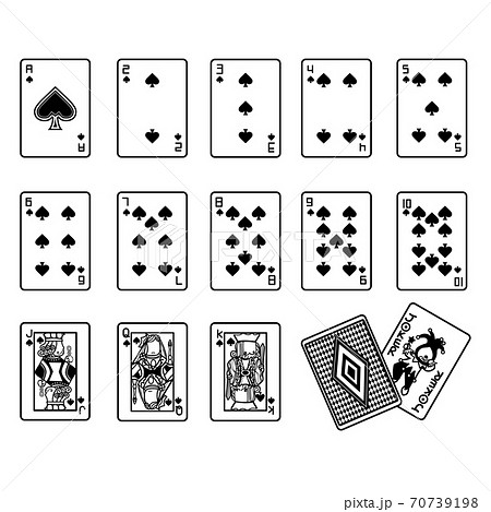 トランプセット スペード（モノクロ）のイラスト素材 [70739198] - PIXTA