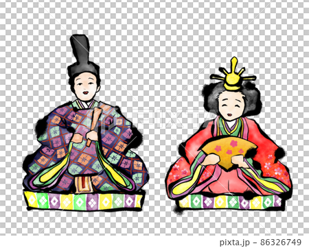 おひなさま、おとのさま（カラー）のイラスト素材 [86326749] - PIXTA