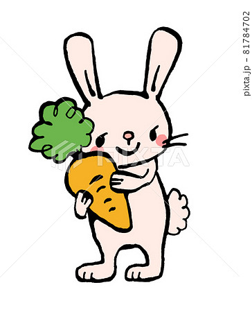 人参を持ったうさぎのイラストのイラスト素材 [81784702] - PIXTA