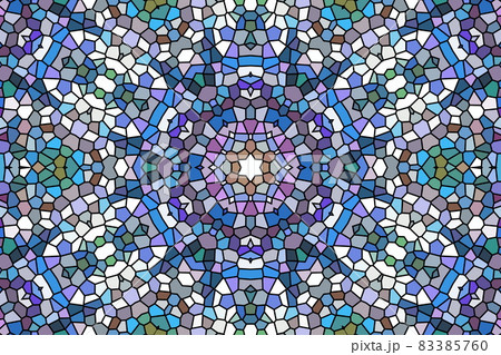 ステンドグラス風の幾何学的な模様のデザインのイラスト素材 [83385760