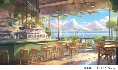 海の見えるカフェのイラスト素材 [105859623] - PIXTA