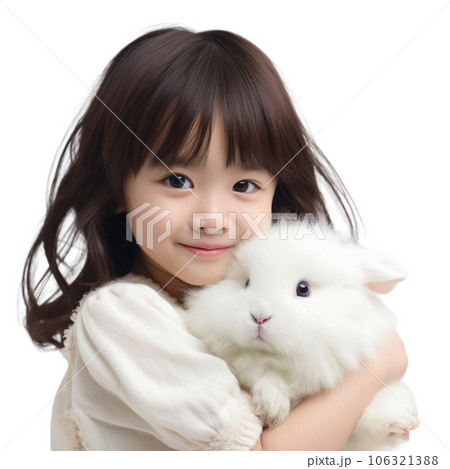 うさぎを抱く女の子のイラスト素材 [106321388] - PIXTA