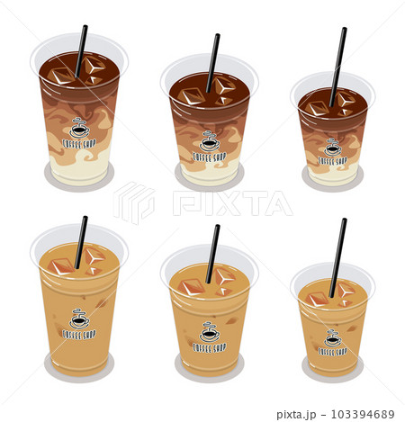アイスカフェラテのアイソメトリックベクターイラストのイラスト素材