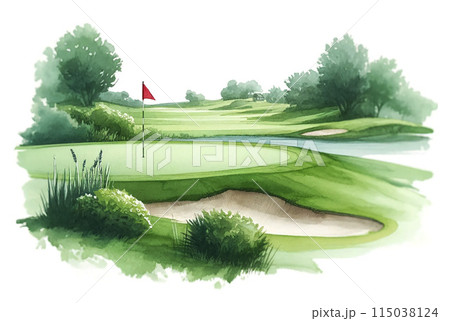 ゴルフ場_水彩のイラスト素材 [115038124] - PIXTA