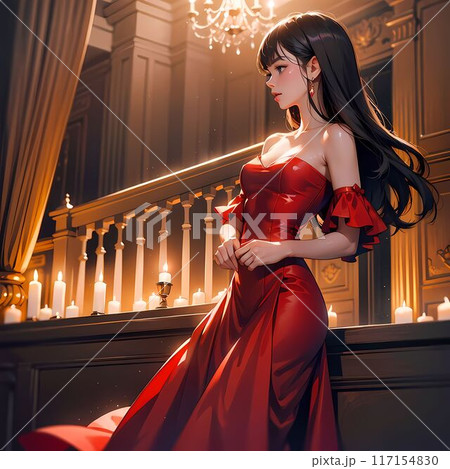 赤いドレスの女性のイラスト素材 [117154830] - PIXTA