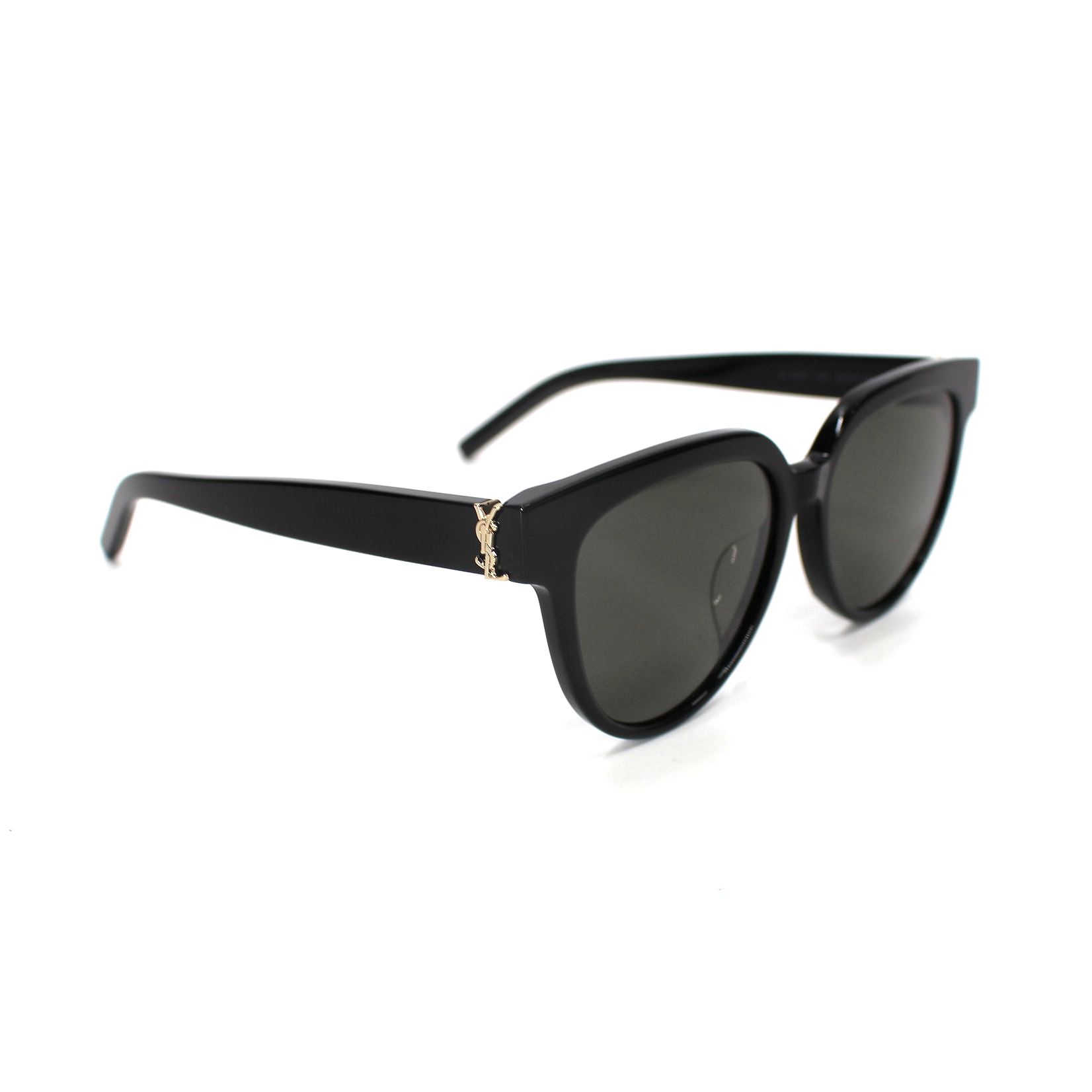 Saint Laurent Black Gold YSL Logo Monogram Oversized Sunglasses