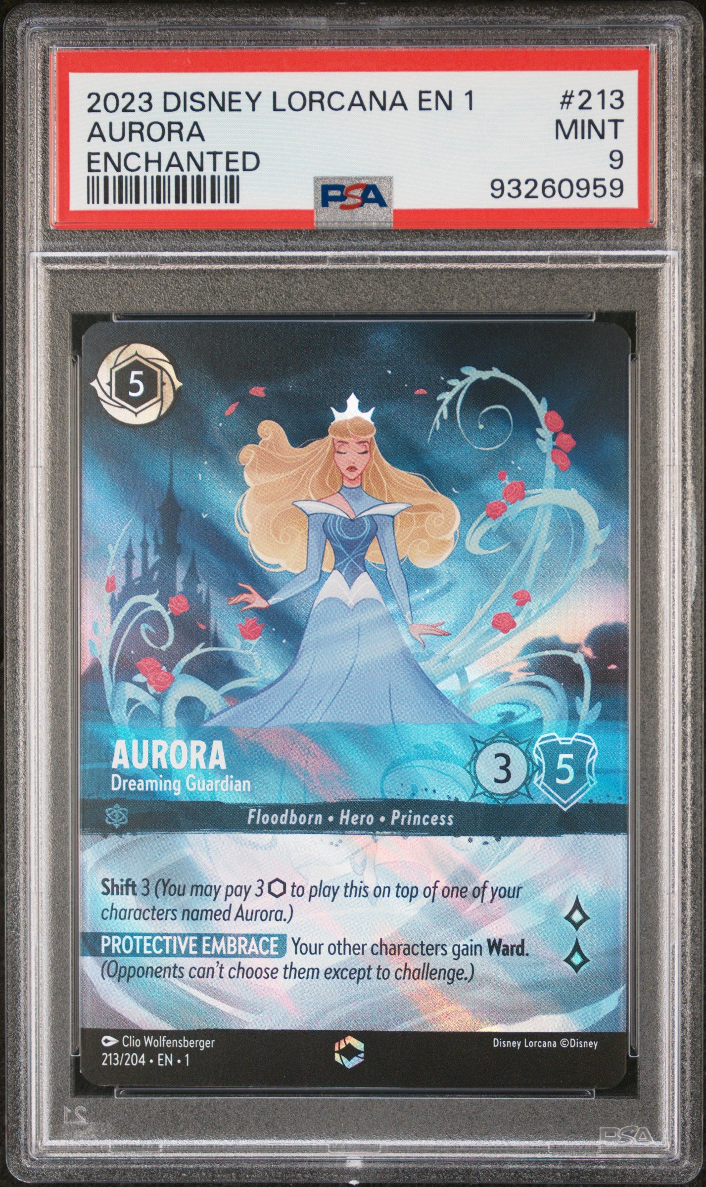 Aurora 2023 Disney Lorcana Enchanted PSA 9 Mint – Three Stars