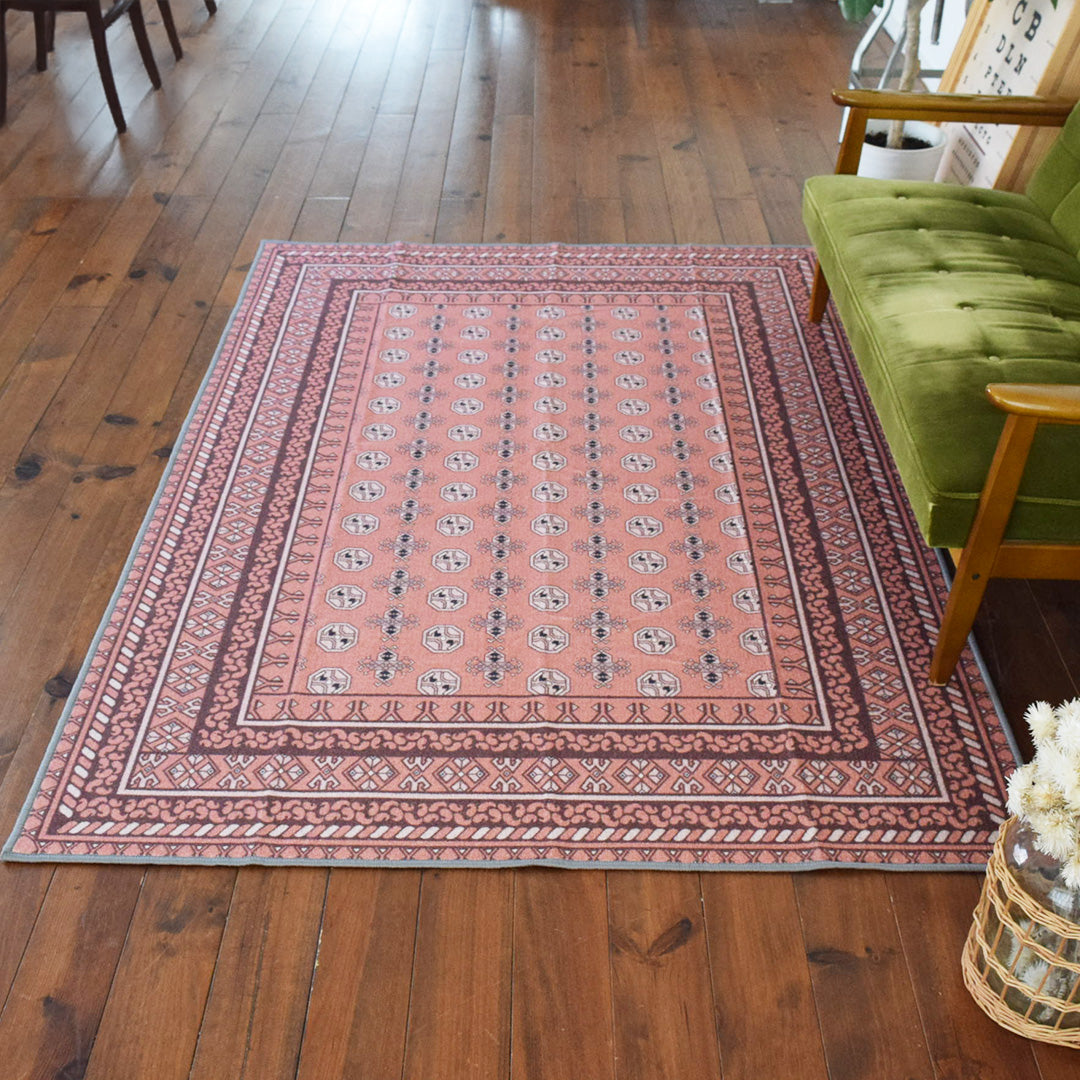 ヴィンテージ風ラグ TOCORU Series AFGHUN ループ ピンク– ラグと