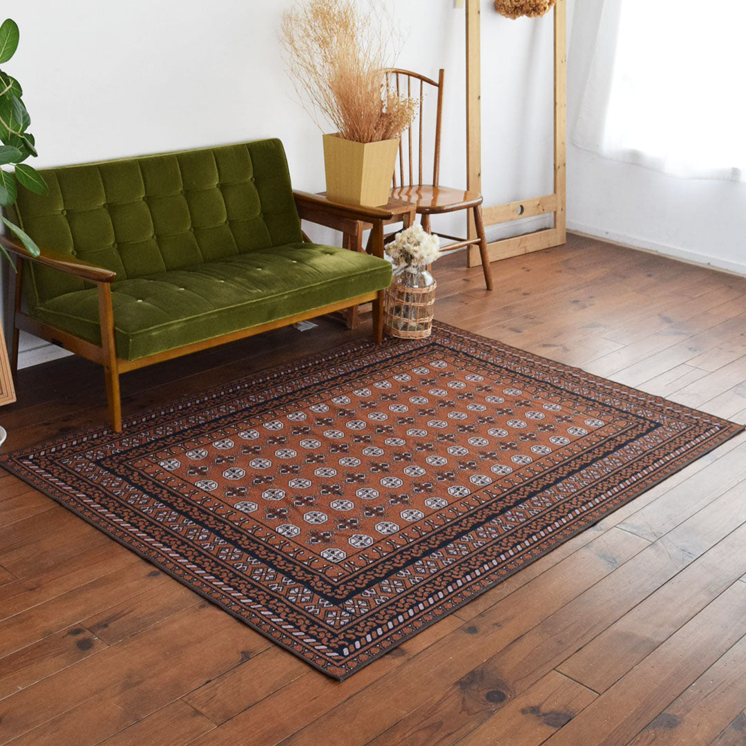 ヴィンテージ風ラグ TOCORU Series AFGHUN ループ ブラウン– ラグと