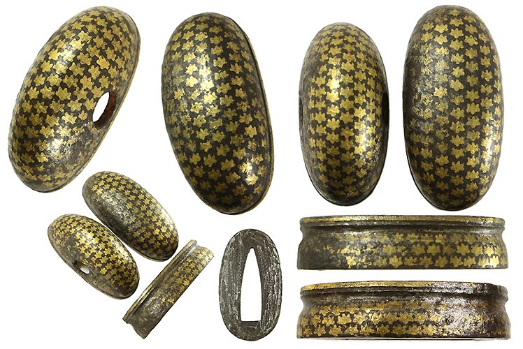 日本刀の縁頭小尻｜鉄地肥後象嵌図縁頭小尻｜日本刀専門店・東京【十拳】