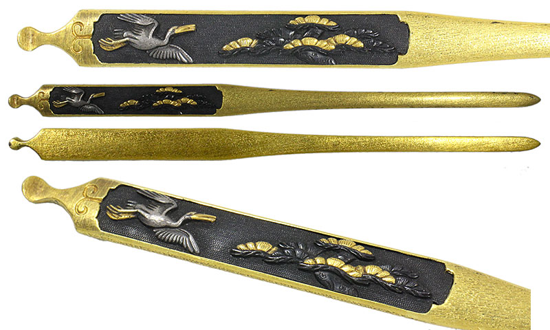 日本刀の笄・松鶴（京金工）｜日本刀・刀剣販売専門店・東京【十拳】