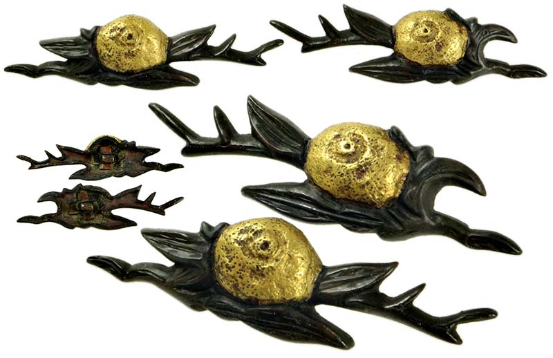 日本刀の目貫｜赤銅地橘図（非時香菓ときじくのかくのこのみ）目貫