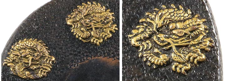 日本刀の鐔・鍔｜赤銅石目地木瓜形丸龍図｜日本刀専門店・東京【十拳】