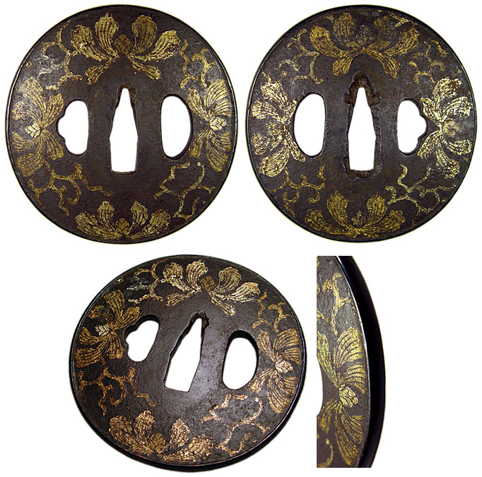 日本刀の鐔・金布目象嵌 蓮｜日本刀・刀剣 販売専門店・東京【十拳】