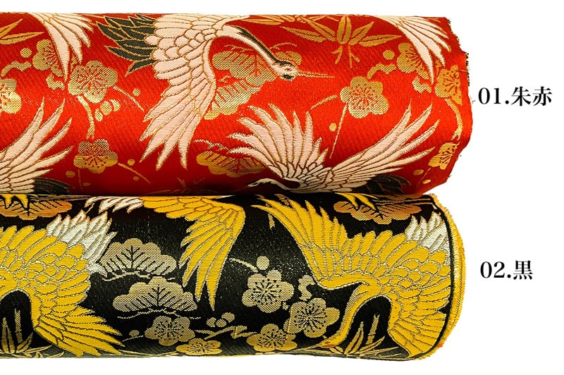 金襴生地販売 飛翔鶴松竹梅 (全2色)柄の和柄生地通販なら都香庵