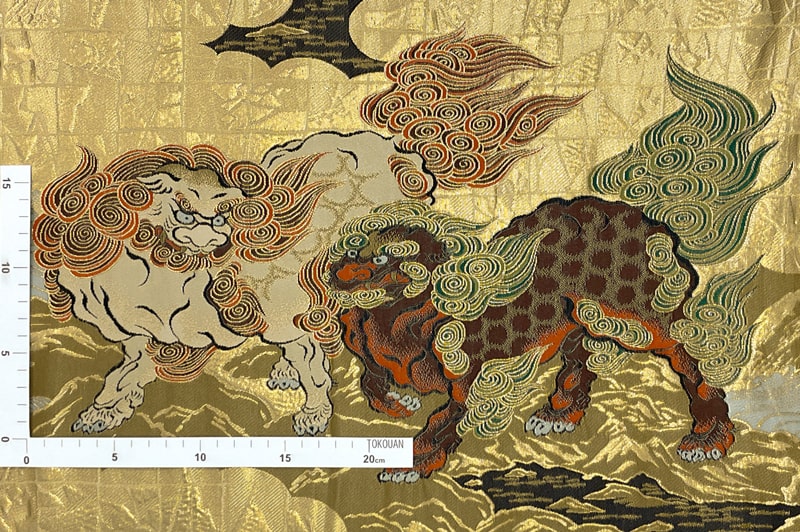 金襴生地通販唐獅子図 狩野永徳 柄 和風 生地販売なら都香庵