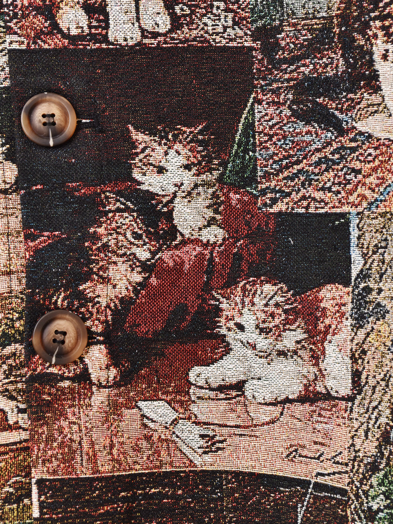 Meridian アニマル ネコ柄 ゴブラン織り ジャケット – 古着屋Top of