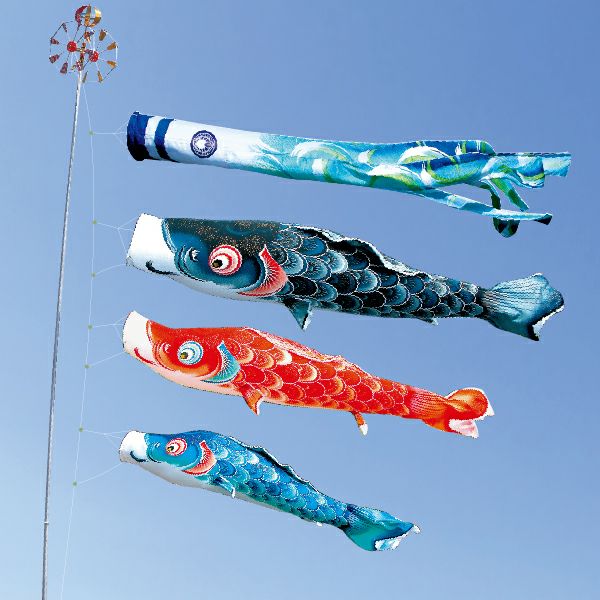 風舞い鯉1.5M6点【庭園ｽﾀﾝﾄﾞｾｯﾄ】 | 風舞い | 人形の東玉