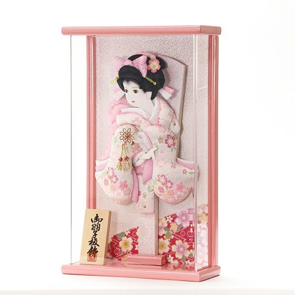 正月飾り 羽子板「壁掛け：9号美月/ピンク」 | 壁掛け額入り | 人形の東玉