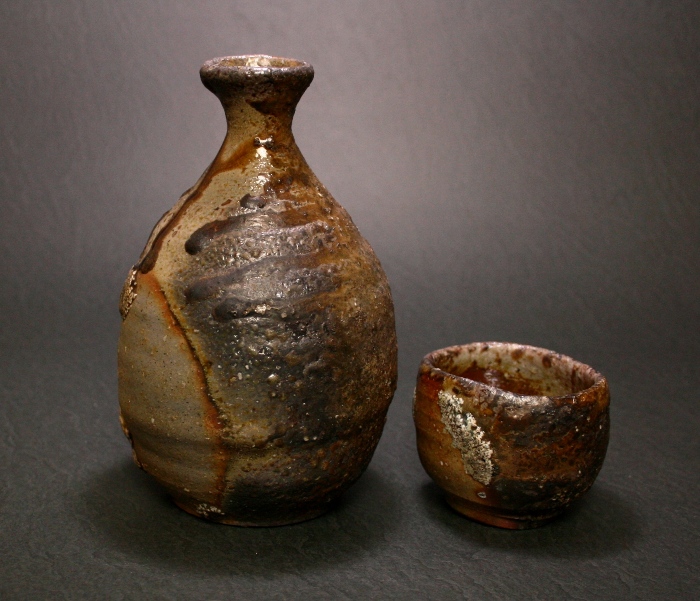 高力芳照 備前窯変徳利・窯変酒呑 各共箱