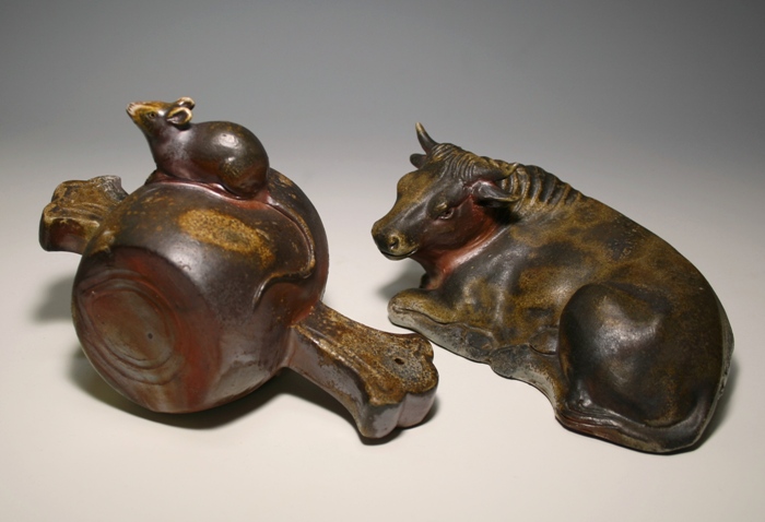 松井與之 備前十二支置物 各共箱