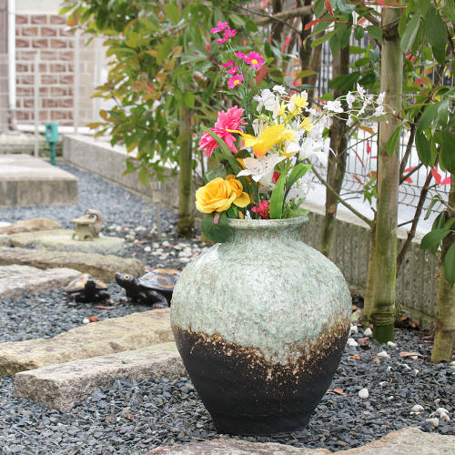 楽天市場】【ポイント8倍】信楽焼 大型 フラワーベース 白窯変 鯉口 13