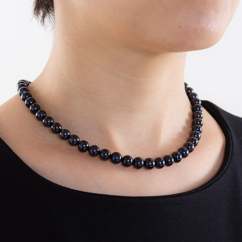 楽天市場】彩虹珠 池蝶黒真珠アジャスター付き4点セット 7.0〜8.0mm