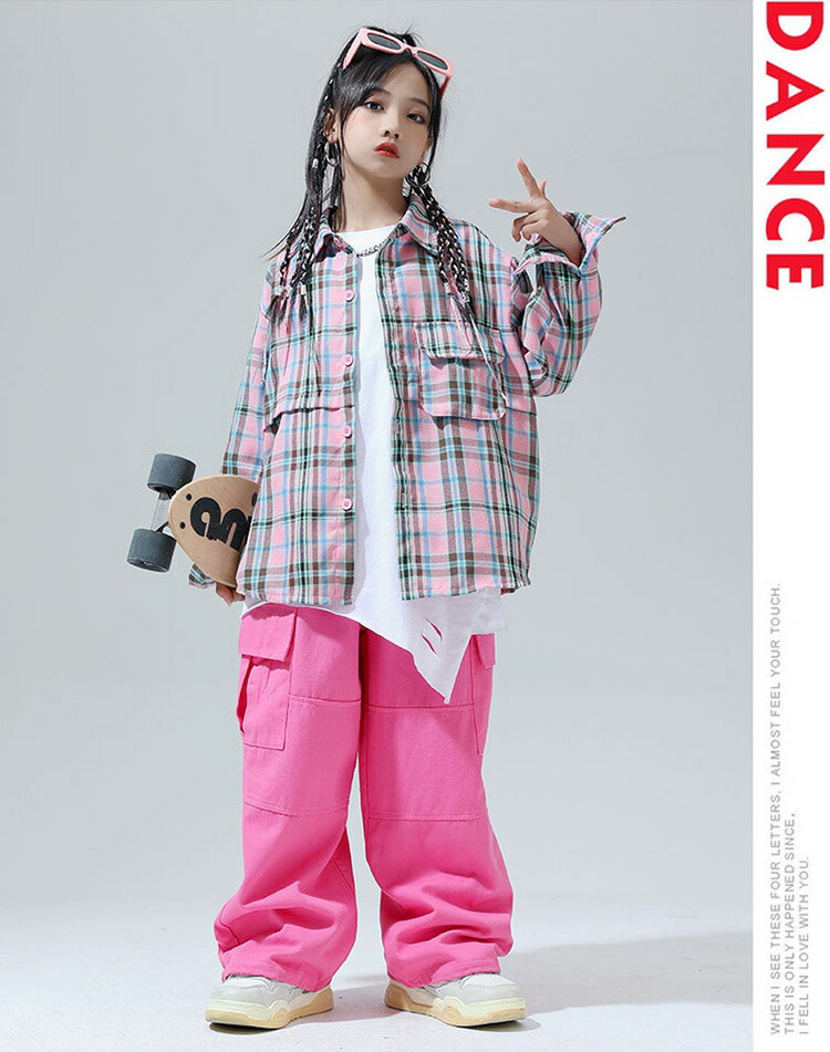 楽天市場】タータンチェック 格子柄シャツ 桜色 キッズ ダンス 衣装