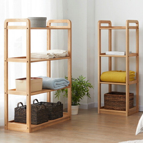 楽天市場】オープンラック 収納棚 オーク材 天然木 4段 ラック