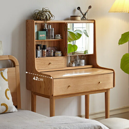 楽天市場】ドレッサー 鏡台 化粧台 天然木 オーク材 幅64cm 幅75cm 幅
