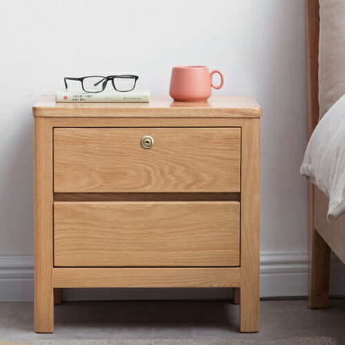 楽天市場】サイドテーブル 完成品 引き出し2段 木製 ナイトテーブル