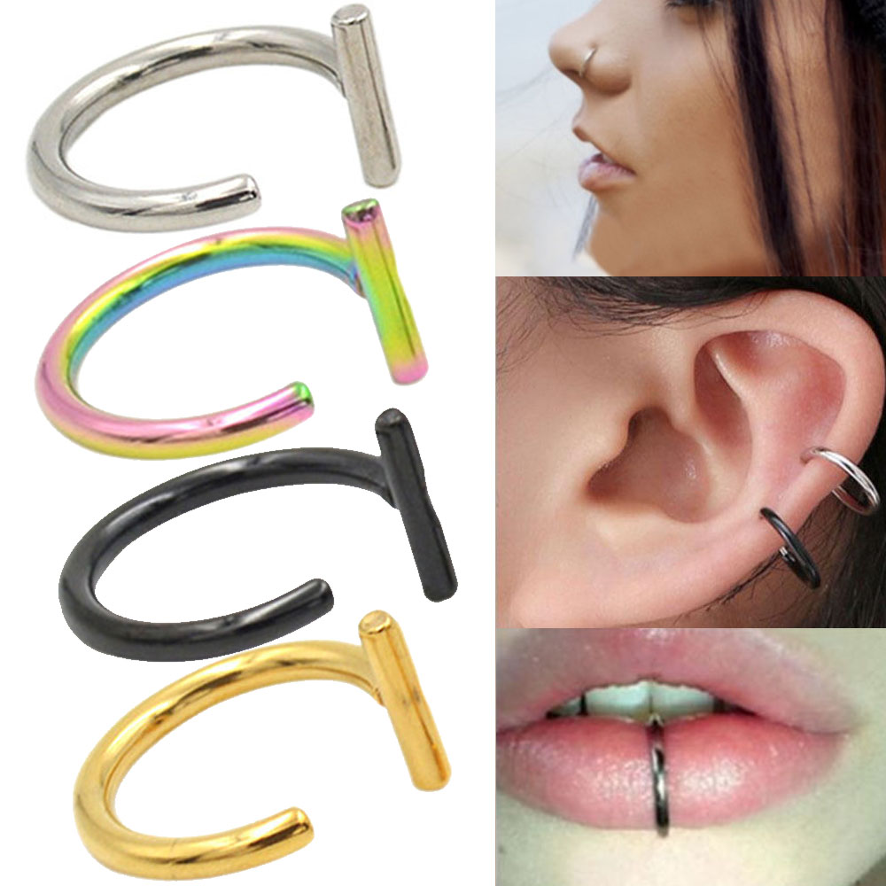 楽天市場】サージカルステンレス ノンホールピアス 1個 フェイクリング