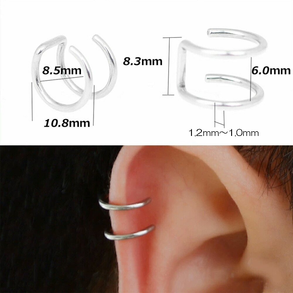 楽天市場】2連ステンレス イヤーカフ 1個販売 レインボー 虹色