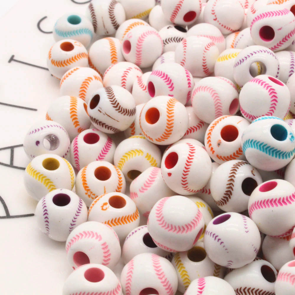 楽天市場】[穴開き 4mm用] 12mmカラフルベースボールアクリルビーズ/5