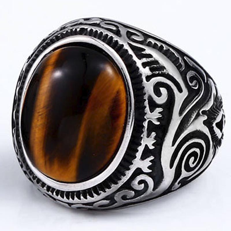 楽天市場】ボヘミアンエンブレムタイガーアイ ステンレスリング