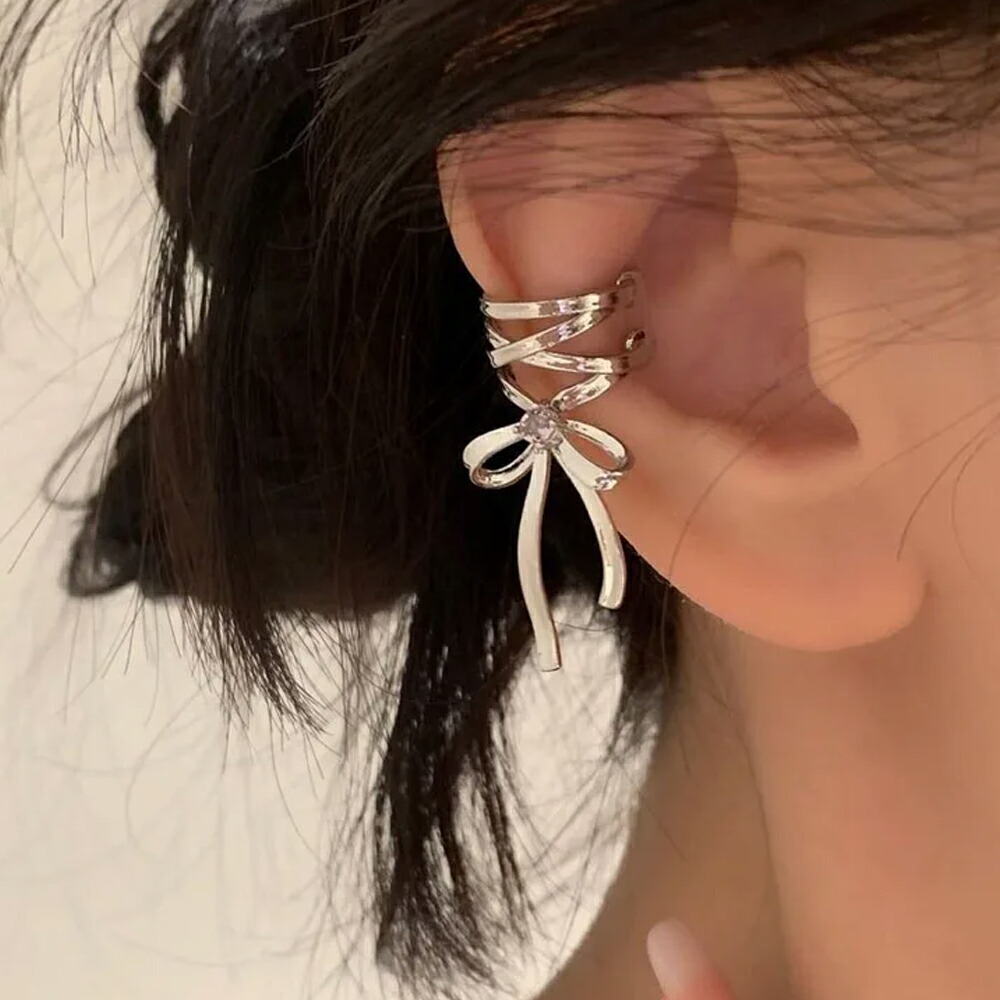 楽天市場】ピンクジュエルリボンチャーム コルセットイヤーカフ 1個