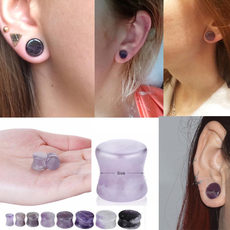 楽天市場】[ 14mm 天然石 ボディピアス ] アメジストプラグ 14.0mm